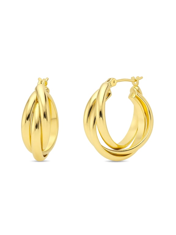 Interlocking Woven Infinity Small Hoop Earrings for Women 1 inch, Gold-tone