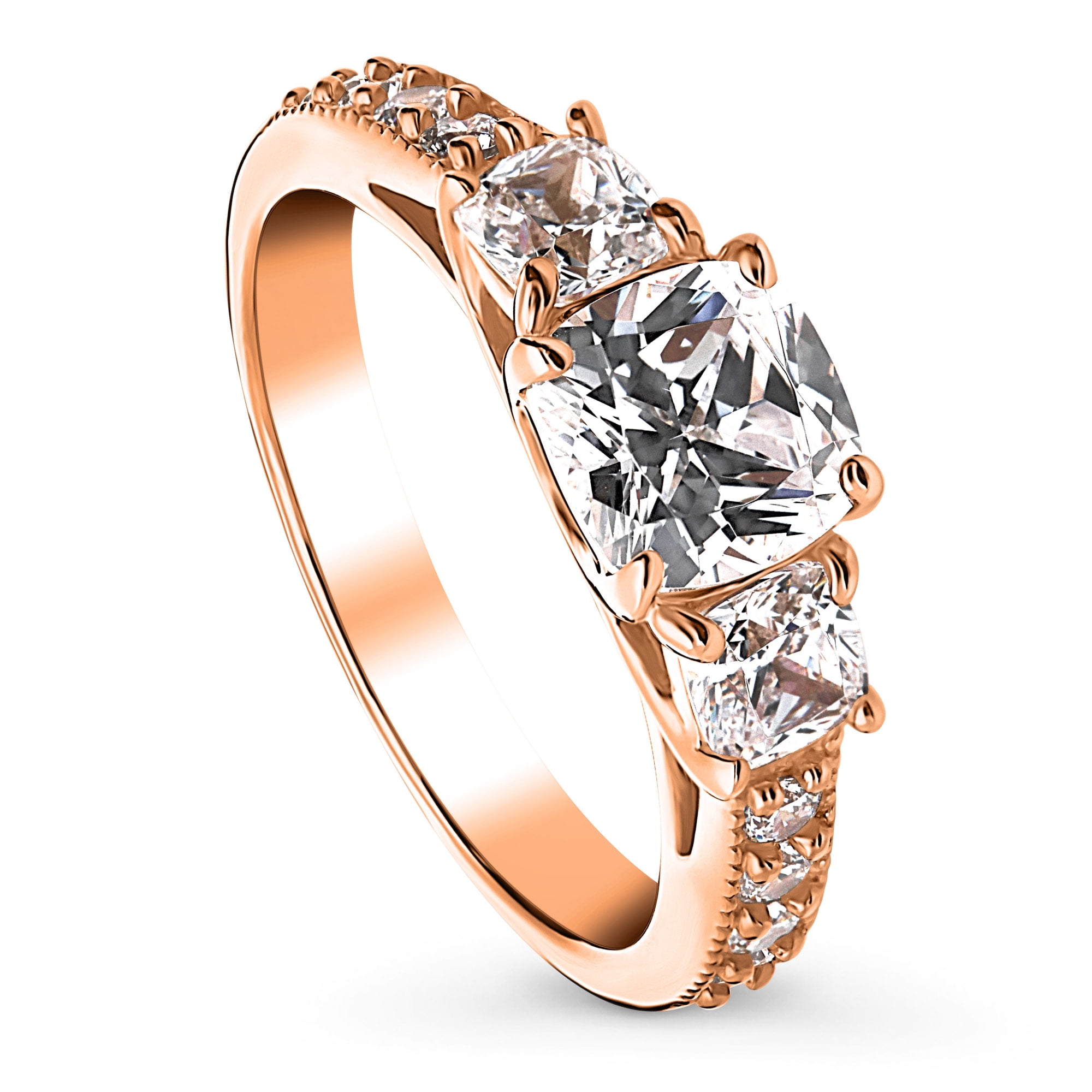 BERRICLE Rose Gold Plated Sterling Silver Cubic Zirconia CZ 3