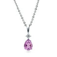 thumbnail image 1 of BERRICLE Sterling Silver Solitaire Pear Cut Cubic Zirconia CZ 2-Stone Medium Fashion Anniversary Pendant Necklace for Women, Rhodium Plated 1 Carat 18 inch, Purple, 1 of 5