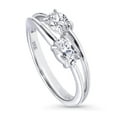thumbnail image 1 of BERRICLE Sterling Silver 2-Stone Rings Cubic Zirconia CZ Promise Split Shank Ring for Women, Rhodium Plated Size 5, 1 of 8