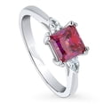 thumbnail image 1 of BERRICLE Sterling Silver 3-Stone Red Princess Cut Cubic Zirconia CZ Fashion Anniversary Ring for Women, Rhodium Plated 1.2 Carat Size 4, 1 of 9