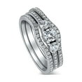 thumbnail image 1 of BERRICLE Sterling Silver 3-Stone Wedding Engagement Rings 0.25 Carat Round Cut Cubic Zirconia CZ Wishbone Ring Set for Women, Rhodium Plated Size 5.5, 1 of 11