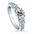 thumbnail image 1 of BERRICLE Sterling Silver 3-Stone Wedding Engagement Rings 1.25 Carat Round Cut Cubic Zirconia CZ Anniversary Promise Ring for Women, Rhodium Plated Size 10, 1 of 9