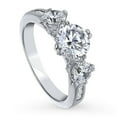 thumbnail image 1 of BERRICLE Sterling Silver 3-Stone Wedding Engagement Rings 1.25 Carat Round Cut Cubic Zirconia CZ Anniversary Ring for Women, Rhodium Plated Size 9.5, 1 of 9