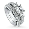 thumbnail image 1 of BERRICLE Sterling Silver 3-Stone Wedding Engagement Rings 1.5 Carat Cushion Cut Cubic Zirconia CZ Ring Set for Women, Rhodium Plated Size 8.5, 1 of 18