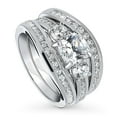 thumbnail image 1 of BERRICLE Sterling Silver 3-Stone Wedding Engagement Rings 1.5 Carat Cushion Cut Cubic Zirconia CZ Ring Set for Women, Rhodium Plated Size 9.5, 1 of 18