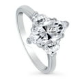 thumbnail image 1 of BERRICLE Sterling Silver 3-Stone Wedding Engagement Rings 1.6 Carat Marquise Cut Cubic Zirconia CZ Ring for Women, Rhodium Plated Size 6, 1 of 9