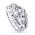 thumbnail image 1 of BERRICLE Sterling Silver 3-Stone Wedding Engagement Rings 1.8 Carat Pear Cut Cubic Zirconia CZ Woven Ring Set for Women, Rhodium Plated Size 7, 1 of 13