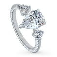 thumbnail image 1 of BERRICLE Sterling Silver 3-Stone Wedding Engagement Rings 1.8 Carat Pear Cut Cubic Zirconia CZ Woven Ring for Women, Rhodium Plated Size 4, 1 of 10