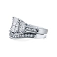 thumbnail image 1 of BERRICLE Sterling Silver 3-Stone Wedding Engagement Rings 2.6 Carat Cushion Cut Cubic Zirconia CZ Ring Set for Women, Rhodium Plated Size 8, 1 of 11