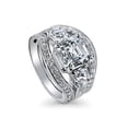thumbnail image 1 of BERRICLE Sterling Silver 3-Stone Wedding Engagement Rings 4.1 Carat Asscher Cut Cubic Zirconia CZ Ring Set for Women, Rhodium Plated Size 9, 1 of 9
