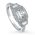 thumbnail image 1 of BERRICLE Sterling Silver 3-Stone Wedding Engagement Rings 2 Carat Cushion Cut Cubic Zirconia CZ Halo Ring for Women, Rhodium Plated Size 8, 1 of 12