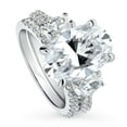 thumbnail image 1 of BERRICLE Sterling Silver 3-Stone Wedding Engagement Rings 5.5 Carat Oval Cut Cubic Zirconia CZ Ring Set for Women, Rhodium Plated Size 7.5, 1 of 16