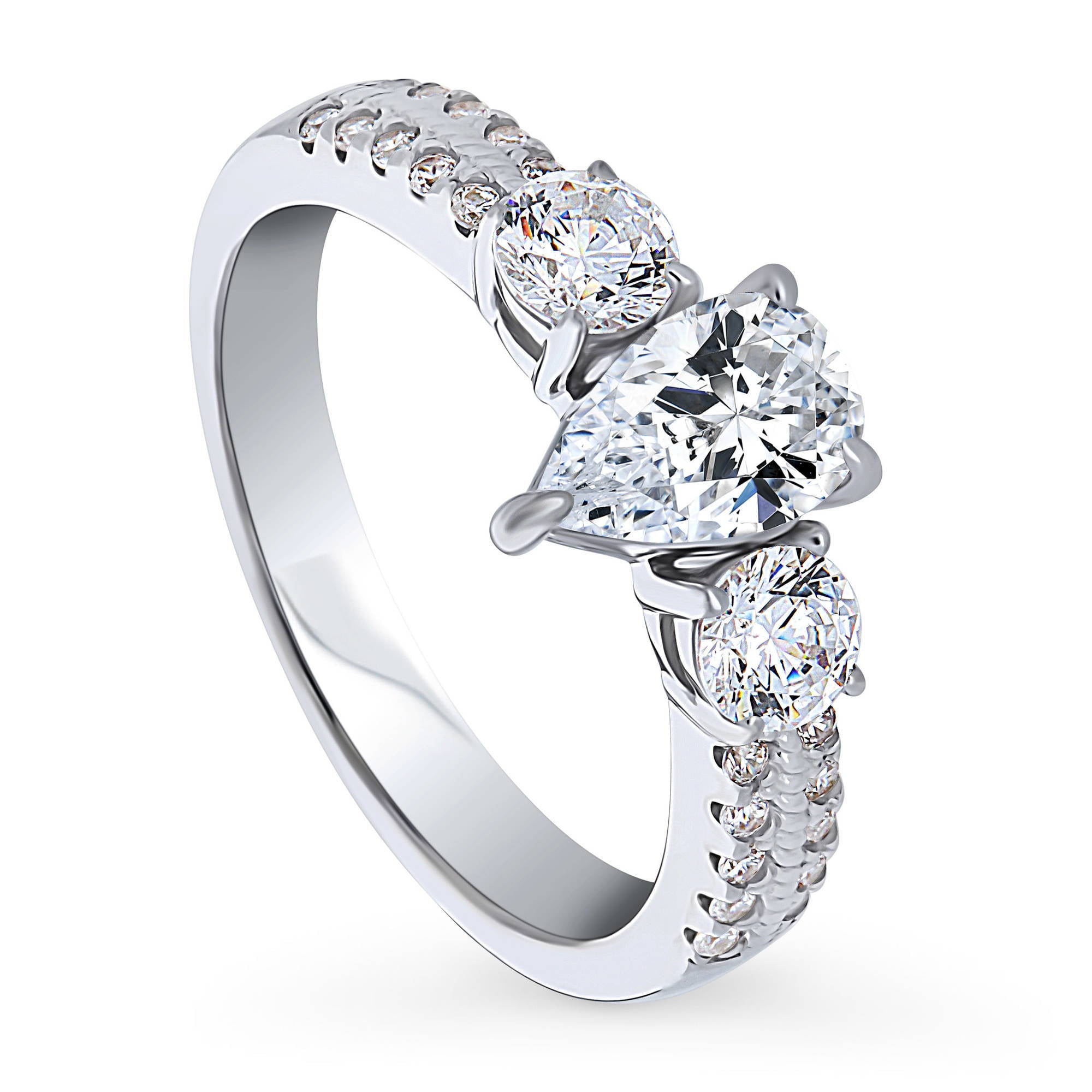 Round Shape Halo Ring Cubic Zirconia Band Rhodium on Sterling Silver Round Shape Halo Ring Cubic Zirconia Band Rhodium on Sterling Silver