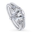 thumbnail image 1 of BERRICLE Sterling Silver 3-Stone Wedding Engagement Rings 1.8 Carat Pear Cut Cubic Zirconia CZ Woven Ring Set for Women, Rhodium Plated Size 7.5, 1 of 13