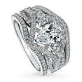 thumbnail image 2 of AINUOSHI Sterling Silver Eternity Ring – Emerald/Oval/Radiant Cut Cubic Zirconia, Wedding/Engagement Band, Jewelry Box 2 of 13