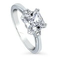 thumbnail image 1 of BERRICLE Sterling Silver 3-Stone Wedding Engagement Rings 2 Carat Princess Cut Cubic Zirconia CZ Ring for Women, Rhodium Plated Size 5.5, 1 of 8