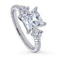 thumbnail image 1 of BERRICLE Sterling Silver 3-Stone Wedding Engagement Rings 2 Carat Princess Cut Cubic Zirconia CZ Woven Ring for Women, Rhodium Plated Size 7, 1 of 10