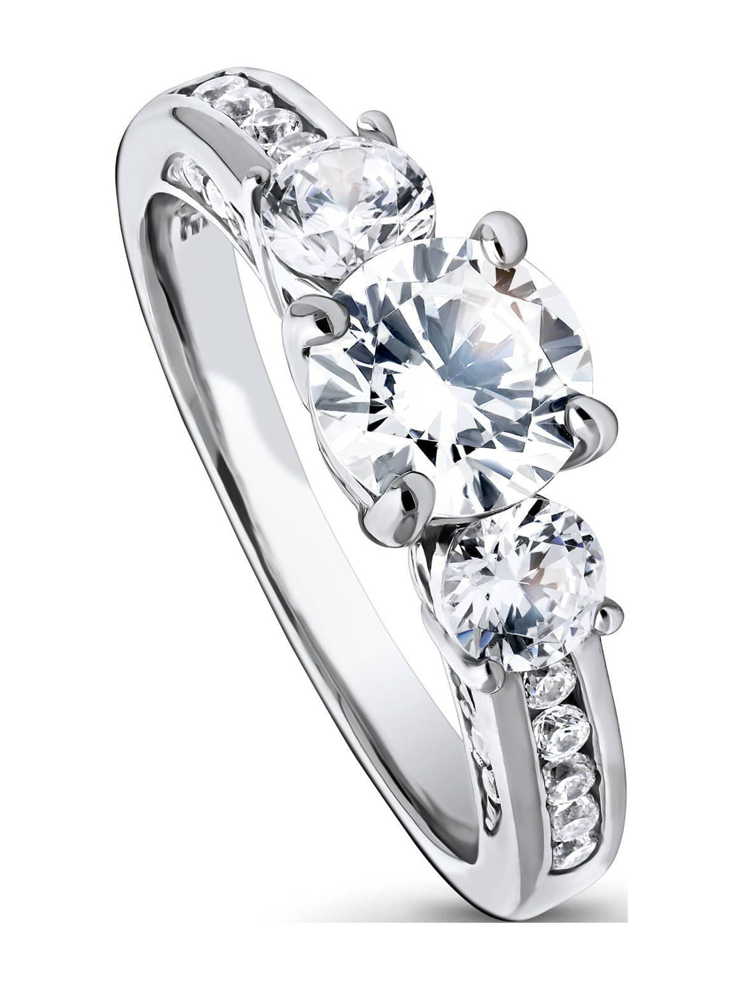 BERRICLE Sterling Silver 3-Stone Wedding Engagement Rings 1 Carat Round Cut Cubic Zirconia CZ Promise Ring for Women, Rhodium Plated Size 4.5