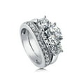 thumbnail image 1 of BERRICLE Sterling Silver 3-Stone Wedding Engagement Rings 2.4 Carat Round Cut Cubic Zirconia CZ Ring Set for Women, Rhodium Plated Size 10, 1 of 13