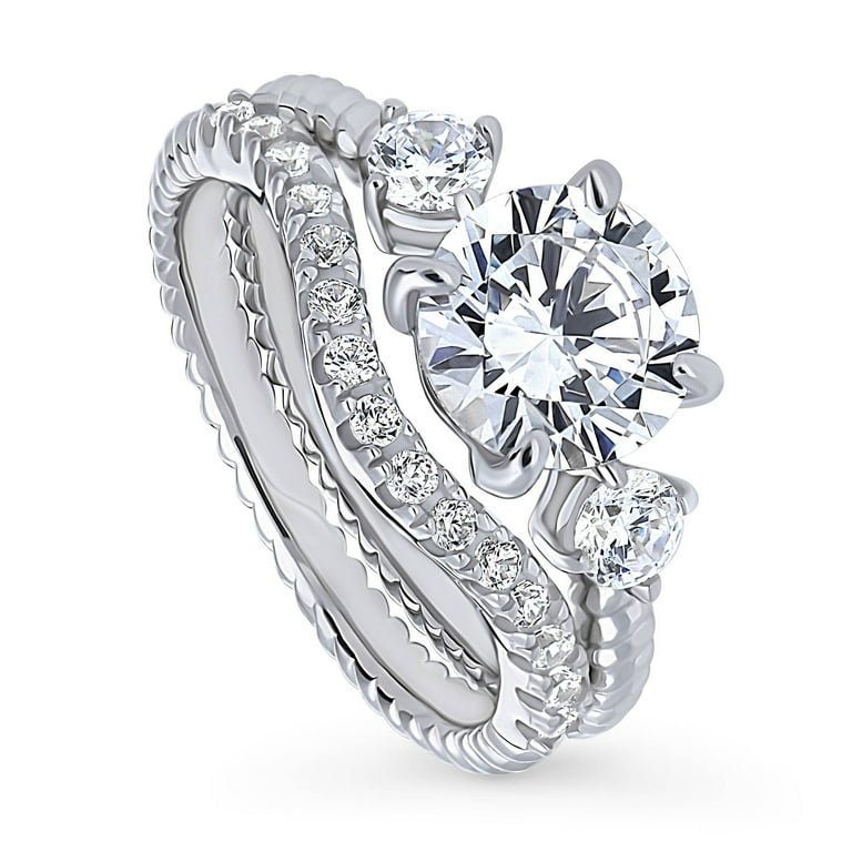 Round Shape Halo Ring Cubic Zirconia Band Rhodium on Sterling Silver Round Shape Halo Ring Cubic Zirconia Band Rhodium on Sterling Silver