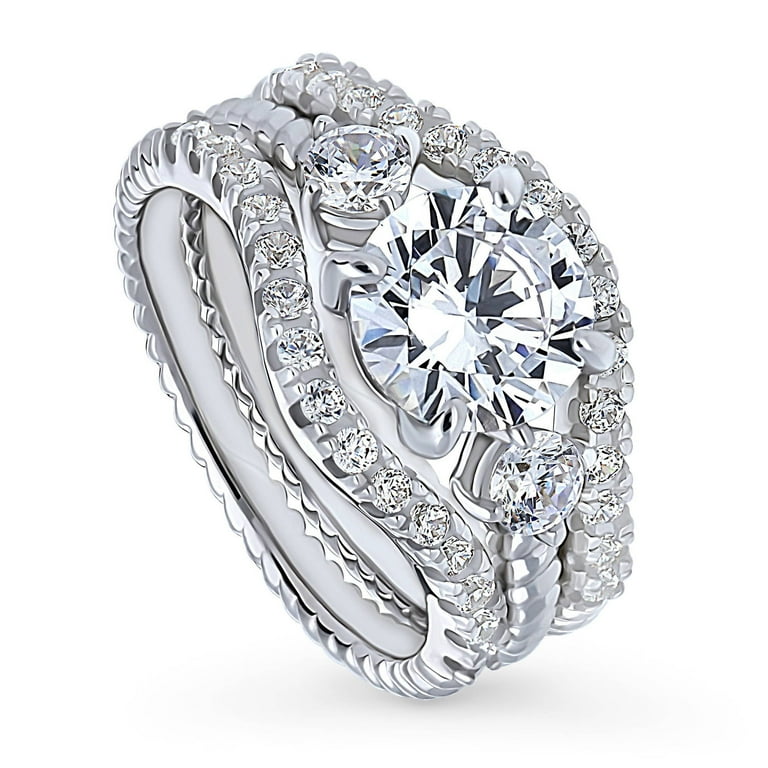 Round Shape Halo Ring Cubic Zirconia Band Rhodium on Sterling Silver Round Shape Halo Ring Cubic Zirconia Band Rhodium on Sterling Silver