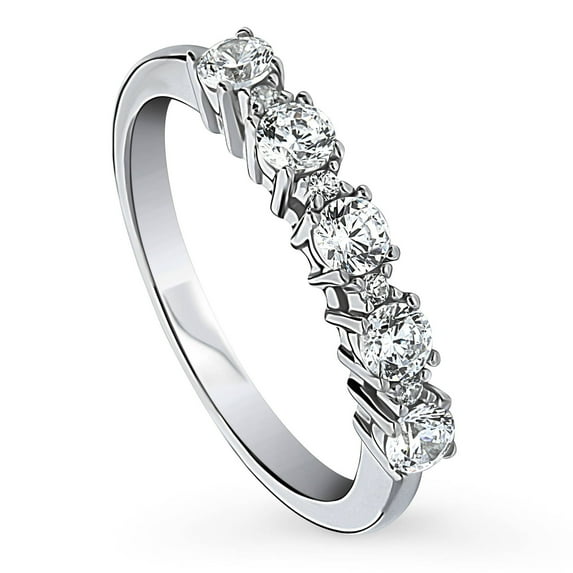 BERRICLE Sterling Silver 5-Stone Cubic Zirconia CZ Fashion Anniversary Ring for Women, Rhodium Plated Size 9