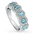 thumbnail image 1 of BERRICLE Sterling Silver 5-Stone Simulated Aquamarine Cubic Zirconia CZ Cocktail Fashion Anniversary Ring for Women, Rhodium Plated Size 6, 1 of 9