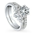 thumbnail image 1 of BERRICLE Sterling Silver 5-Stone Wedding Engagement Rings 1.25 Carat Cubic Zirconia CZ Solitaire Ring Set for Women, Rhodium Plated Size 4.5, 1 of 20