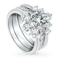 thumbnail image 1 of BERRICLE Sterling Silver 5-Stone Wedding Engagement Rings 1.25 Carat Cubic Zirconia CZ Solitaire Ring Set for Women, Rhodium Plated Size 8.5, 1 of 20