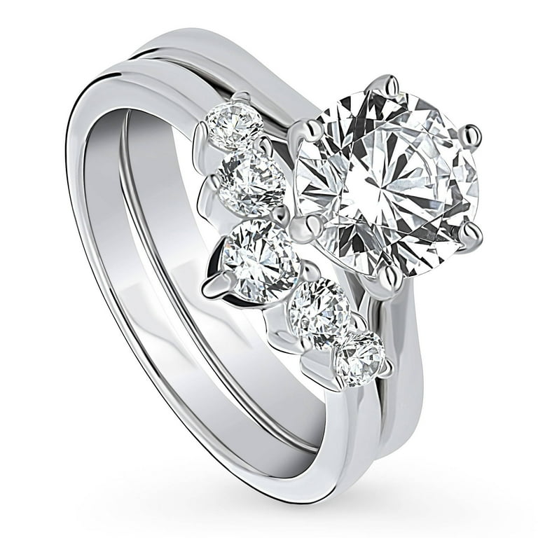 Wedding Ring Engagement Set Pave Cubic Zirconia Rhodium on Sterling Silver Wedding Ring Engagement Set Pave Cubic Zirconia Rhodium on Sterling Silver