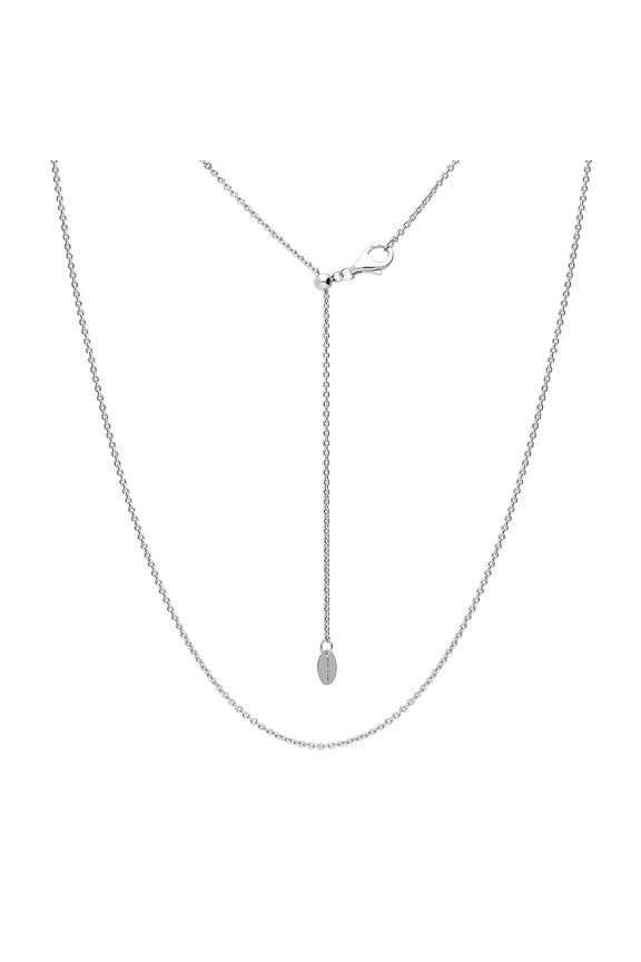 Sterling Silver Adjustable Slider Fashion Rolo Chain Necklace for Women 24 inch, Rhodium Plated