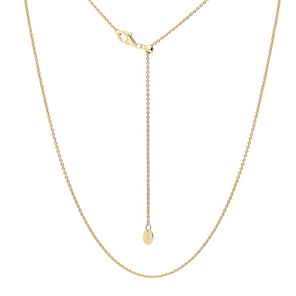 BERRICLE Sterling Silver Adjustable Slider Fashion Rolo Chain Necklace for Women 24 inch, Yellow Gold Flashed