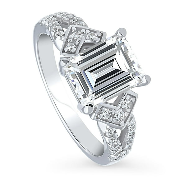 BERRICLE Sterling Silver Arrow Cubic Zirconia CZ Fashion Split Shank Ring for Women, Rhodium Plated Size 5