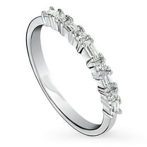 BERRICLE Sterling Silver Art Deco Rings Stackable Half Eternity Band Ring for Women, Cubic Zirconia CZ Size 5.5