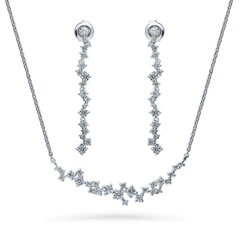 Bar Necklace Rhodium on Sterling Silver with Line of Cubic Zirconia Bar Necklace Rhodium on Sterling Silver with Line of Cubic Zirconia