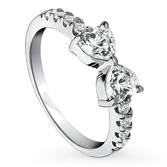 BERRICLE Sterling Silver Bow Tie Cubic Zirconia CZ Heart Fashion Ring for Women, Rhodium Plated Size 10.5