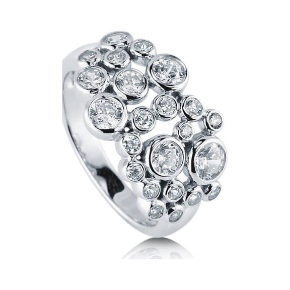 BERRICLE Sterling Silver Bubble Cubic Zirconia CZ Cocktail Fashion Ring for Women, Rhodium Plated Size 7