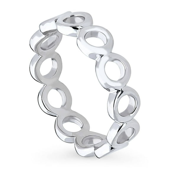 BERRICLE Sterling Silver Bubble Stackable Open Circle Fashion Anniversary Band for Unisex, Rhodium Plated Size 9