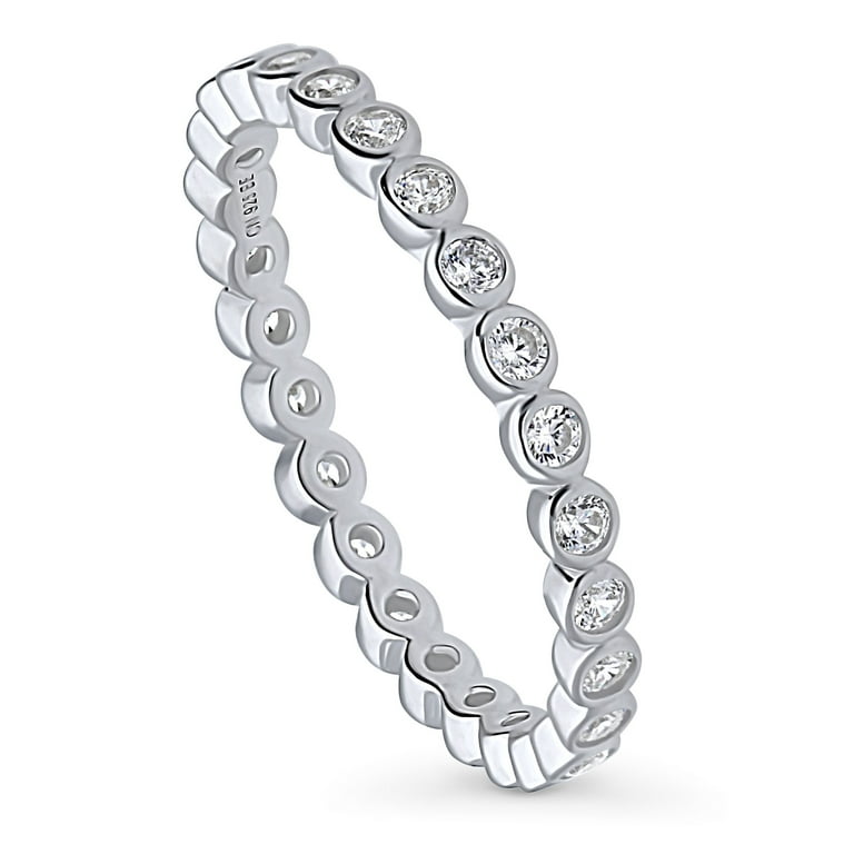 Cubic Zirconia CZ Bezel Set 6-stone Bracelet Rhodium over Sterling Silver Cubic Zirconia CZ Bezel Set 6-stone Bracelet Rhodium over Sterling Silver