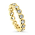 thumbnail image 1 of BERRICLE Sterling Silver Bubble Wedding Rings Bezel Set Round Cut Cubic Zirconia CZ Anniversary Eternity Ring for Women, Yellow Gold Flashed Size 6, 1 of 11