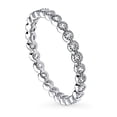 thumbnail image 1 of BERRICLE Sterling Silver Bubble Wedding Rings Milgrain Bezel Set Round Cut Cubic Zirconia CZ Milgrain Eternity Ring for Women, Rhodium Plated Size 5.5, 1 of 9