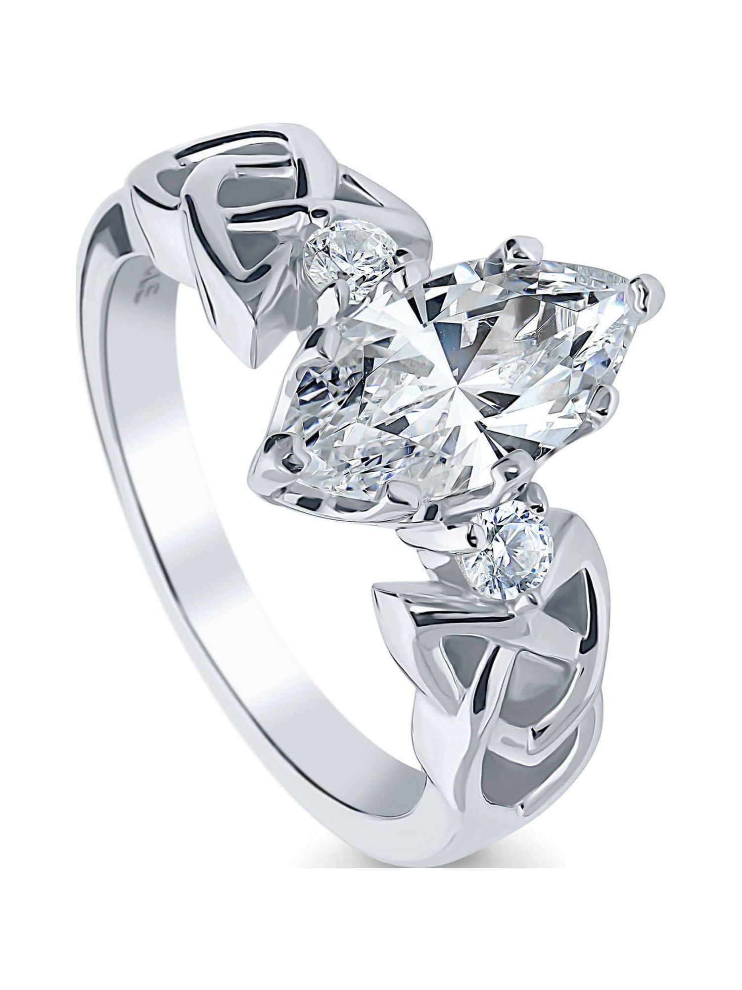 BERRICLE Sterling Silver Celtic Knot Wedding Engagement Rings Cubic Zirconia CZ 3 Stone Cocktail