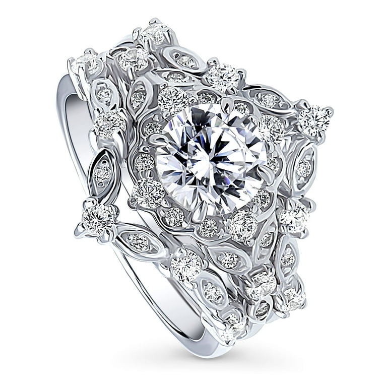 Square Shape Halo Ring Cubic Zirconia Band Rhodium on Sterling Silver Square Shape Halo Ring Cubic Zirconia Band Rhodium on Sterling Silver