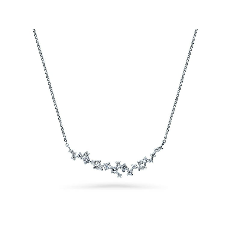 Bar Necklace with Cubic Zirconia Rhodium on Sterling Silver Bar Necklace with Cubic Zirconia Rhodium on Sterling Silver