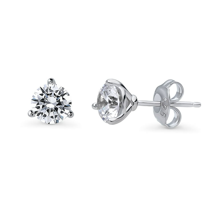 Stud Earrings 6mm Cubic Zirconia CZ Post Rhodium on Sterling Silver Stud Earrings 6mm Cubic Zirconia CZ Post Rhodium on Sterling Silver