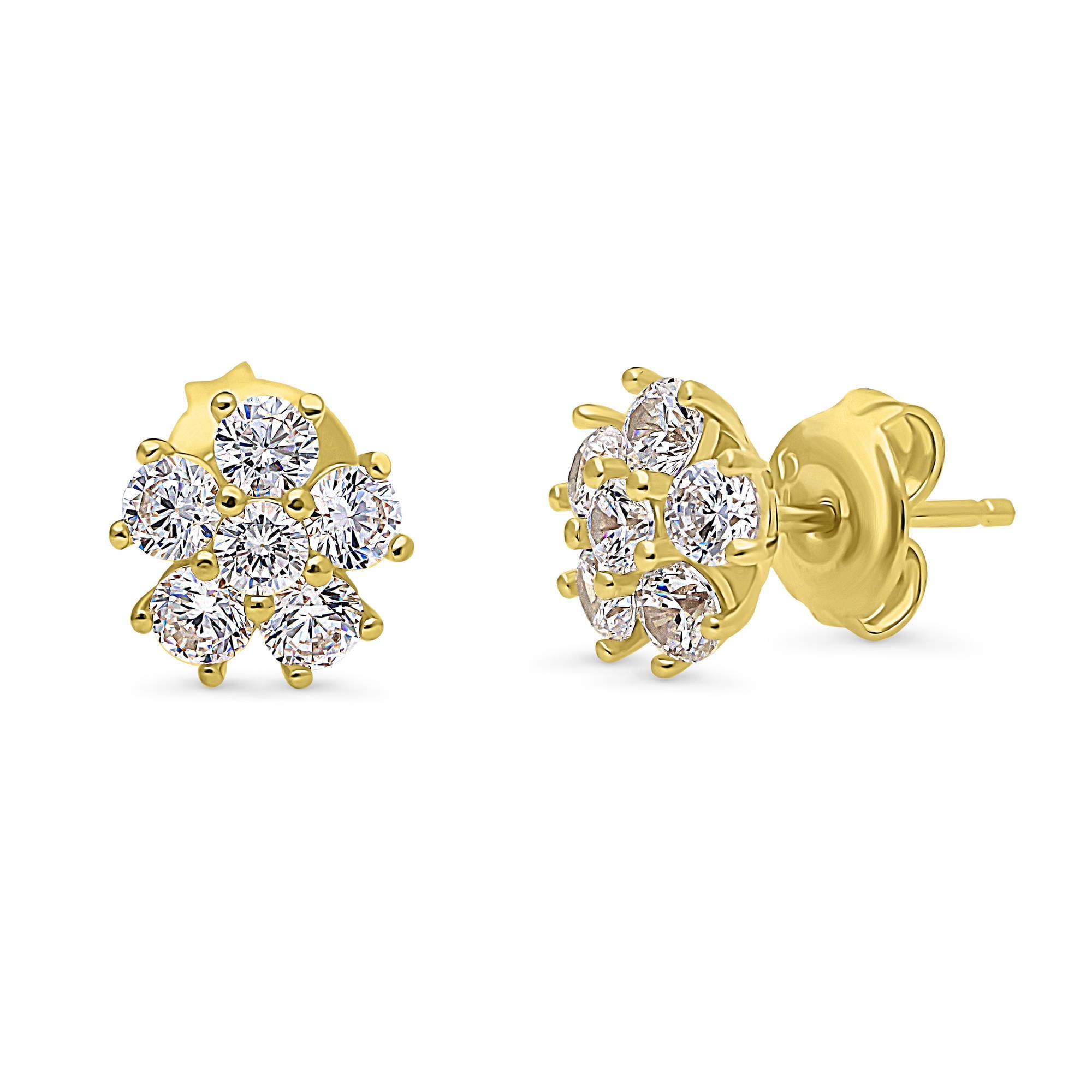 BERRICLE Gold Flashed Sterling Silver Cubic Zirconia CZ Fashion Stud Earrings 8mm
