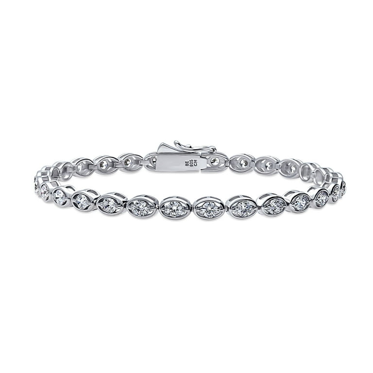 BERRICLE Sterling Silver Cubic Zirconia CZ Fashion Tennis Bracelet for Women Rhodium Plated 7