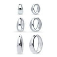 thumbnail image 1 of BERRICLE Sterling Silver Dome Statement Fashion Hoop Huggie Earrings for Women, Rhodium Plated, 3 Pairs, 1 of 18