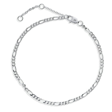 BERRICLE Sterling Silver Fashion Figaro Chain Bracelet for Women 6.5 inch, No Plating